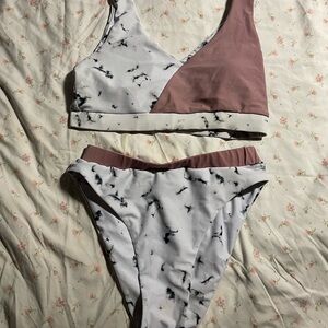 ROMWE White and Black Marble Bikini